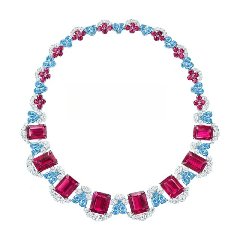 

Luxury Set PT950 Platinum Artificially Cultivated Gemstone Dove Blood Red Women's Necklace Fashionable Light Luxury