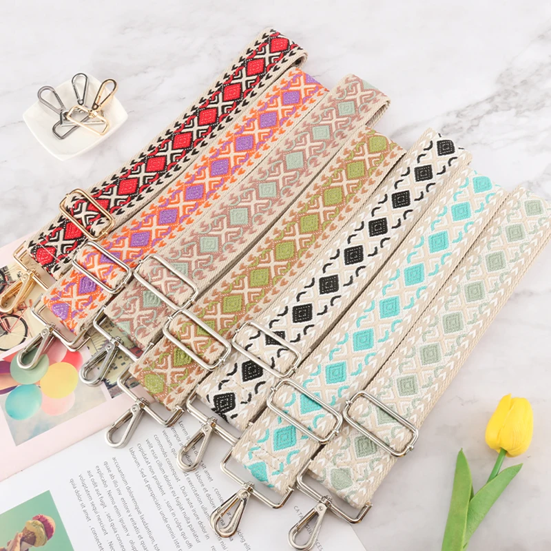 Handbag Strap Crossbody 5cm New Widening Thickening Accessories Ethnic Style For Nylon Colourful Adjustable Shoulder Bag Strap