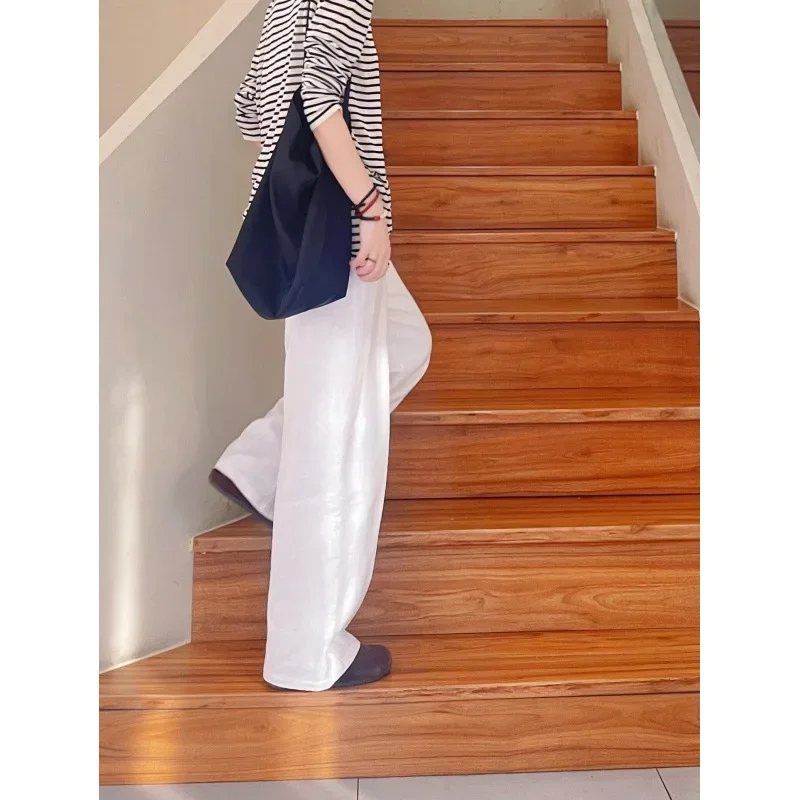 Cotton Linen Wide Leg Pants Women's Loose Feel Casual Trousers Comfortable Fit Long Pants Nine Points Seven Points Five Points
