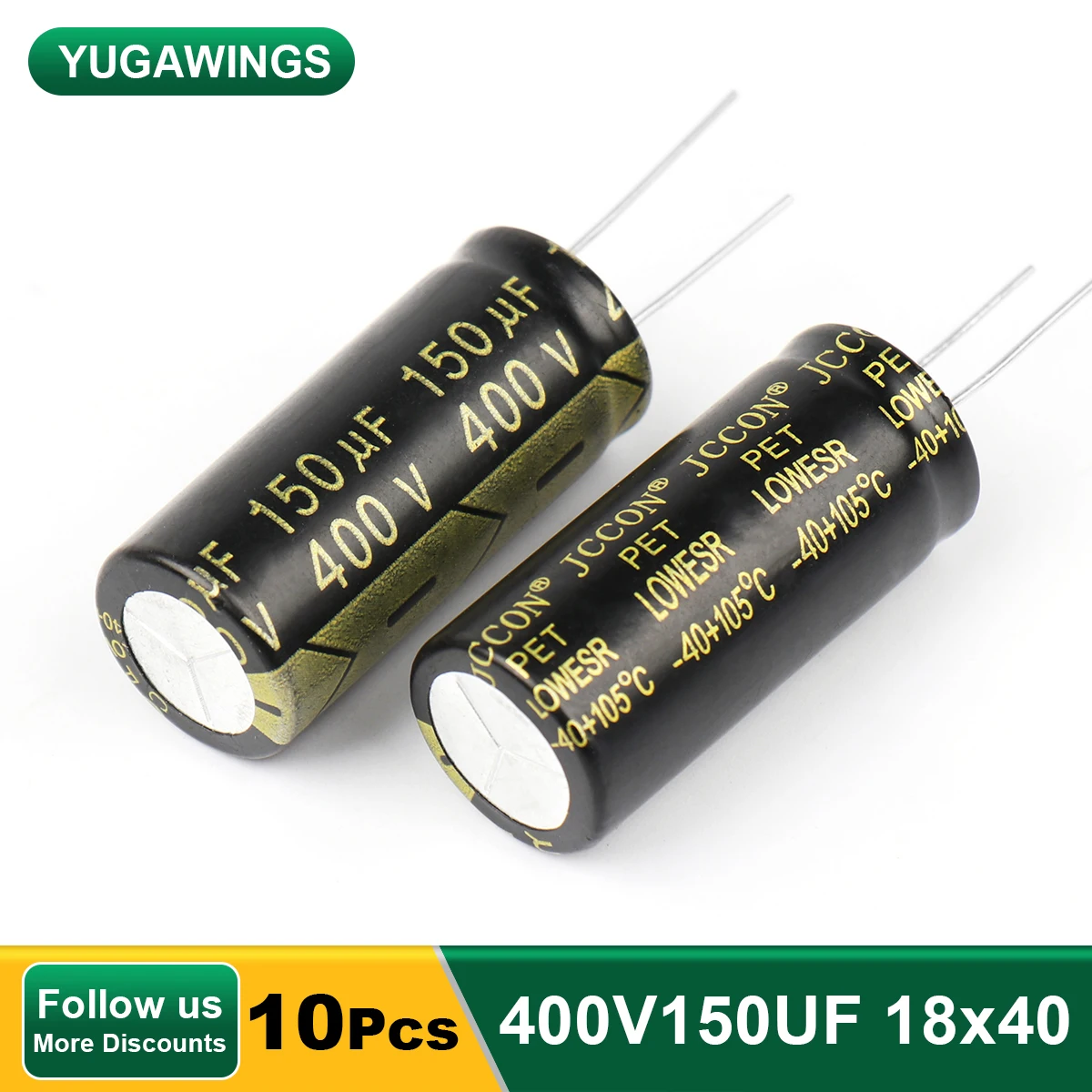 

10Pcs 400V150UF Aluminum Electrolytic Capacitor High Frequency Low ESR ±10% 2000Hours 105℃ DIY Electric Capacitors Size 18x40mm