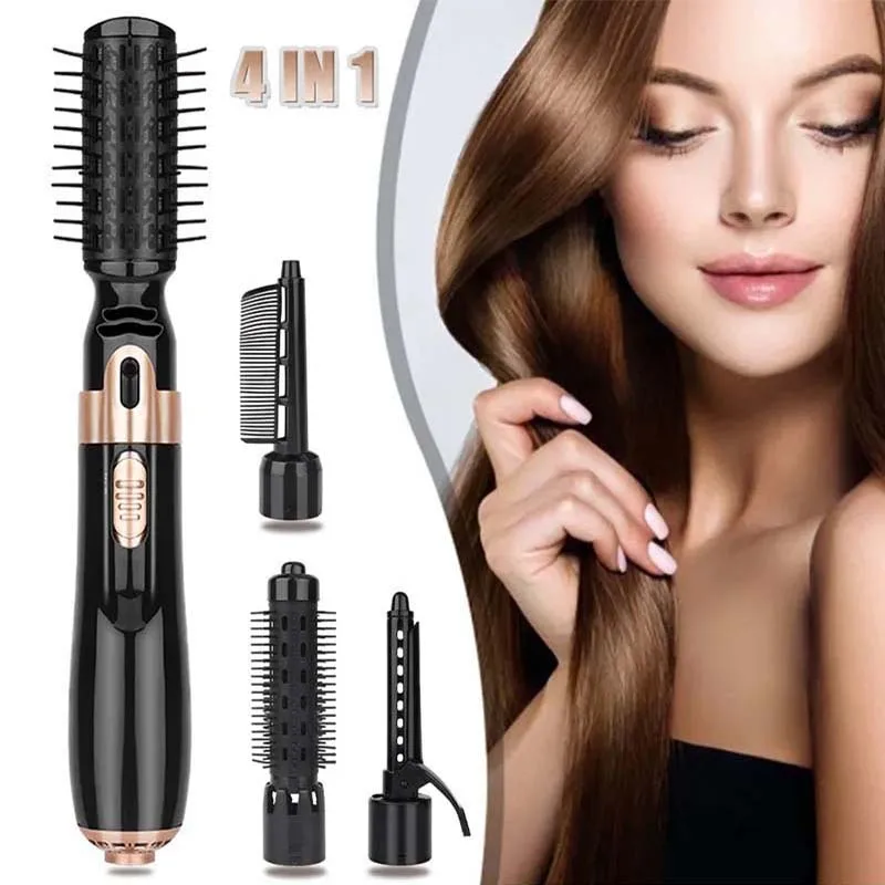 

4 In 1 Multifunctional Salon Hot Air Brush Hair Blow Dryer Set Curler Combo Interchangeable Head Automatic Hot Air Comb