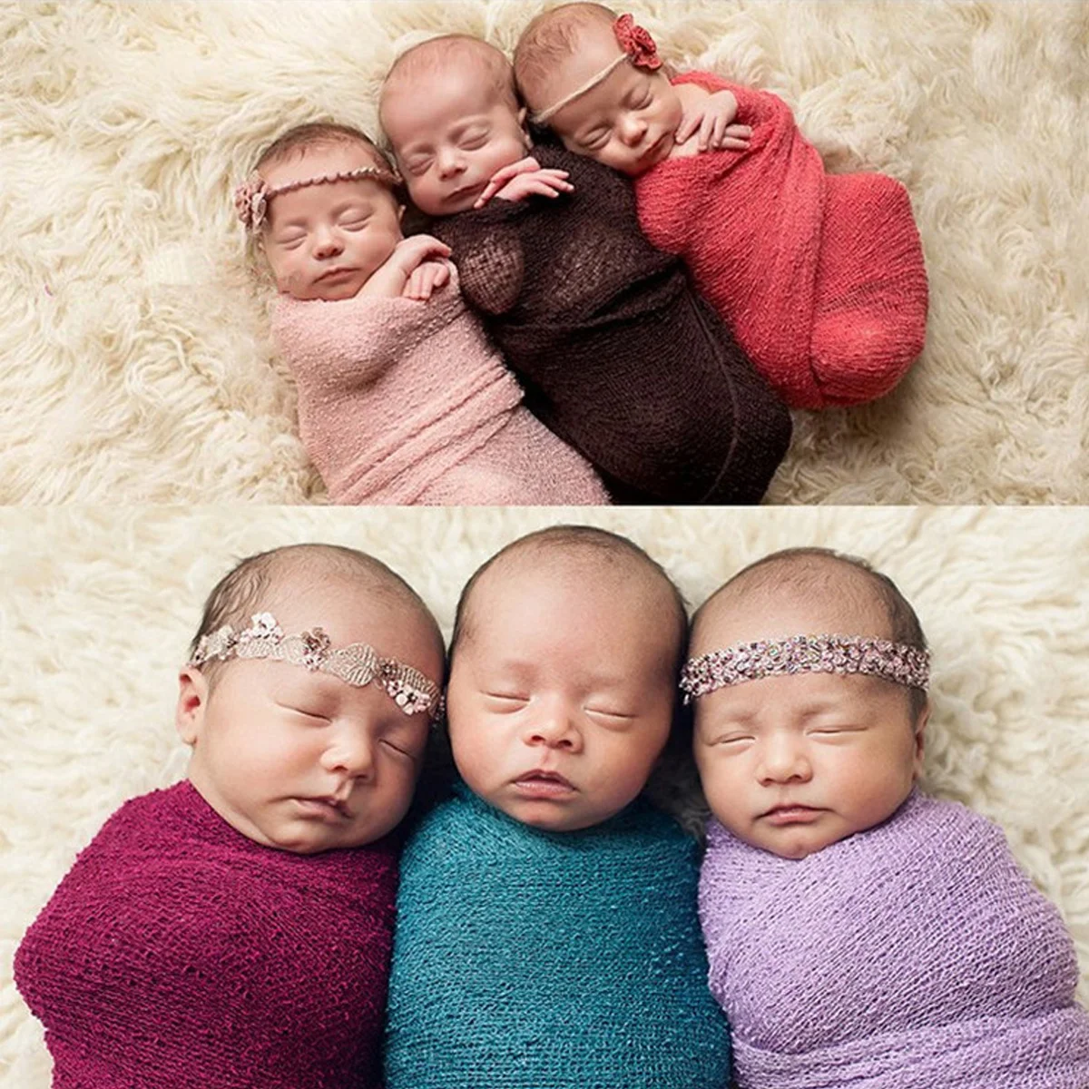 

Pure Cotton Stretchy Swaddle Wrap Beige For Photography Diy Maternity Photo Prop Long Wrap Blanket