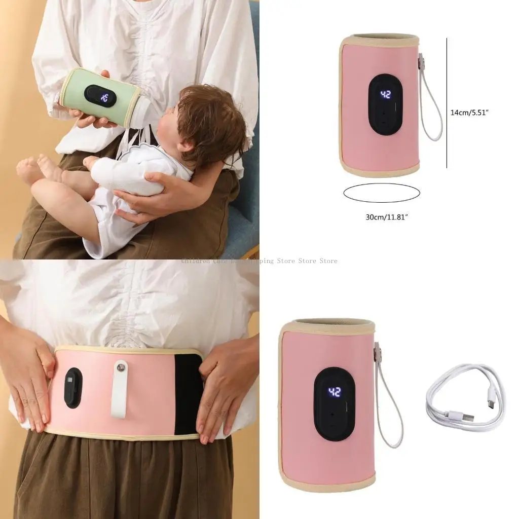 

Nursing Bottle Heater USB Charging Heating Sleeve Milk Warmer 20 Temperature Adjustable Insulated Breastmilk Heating Bag