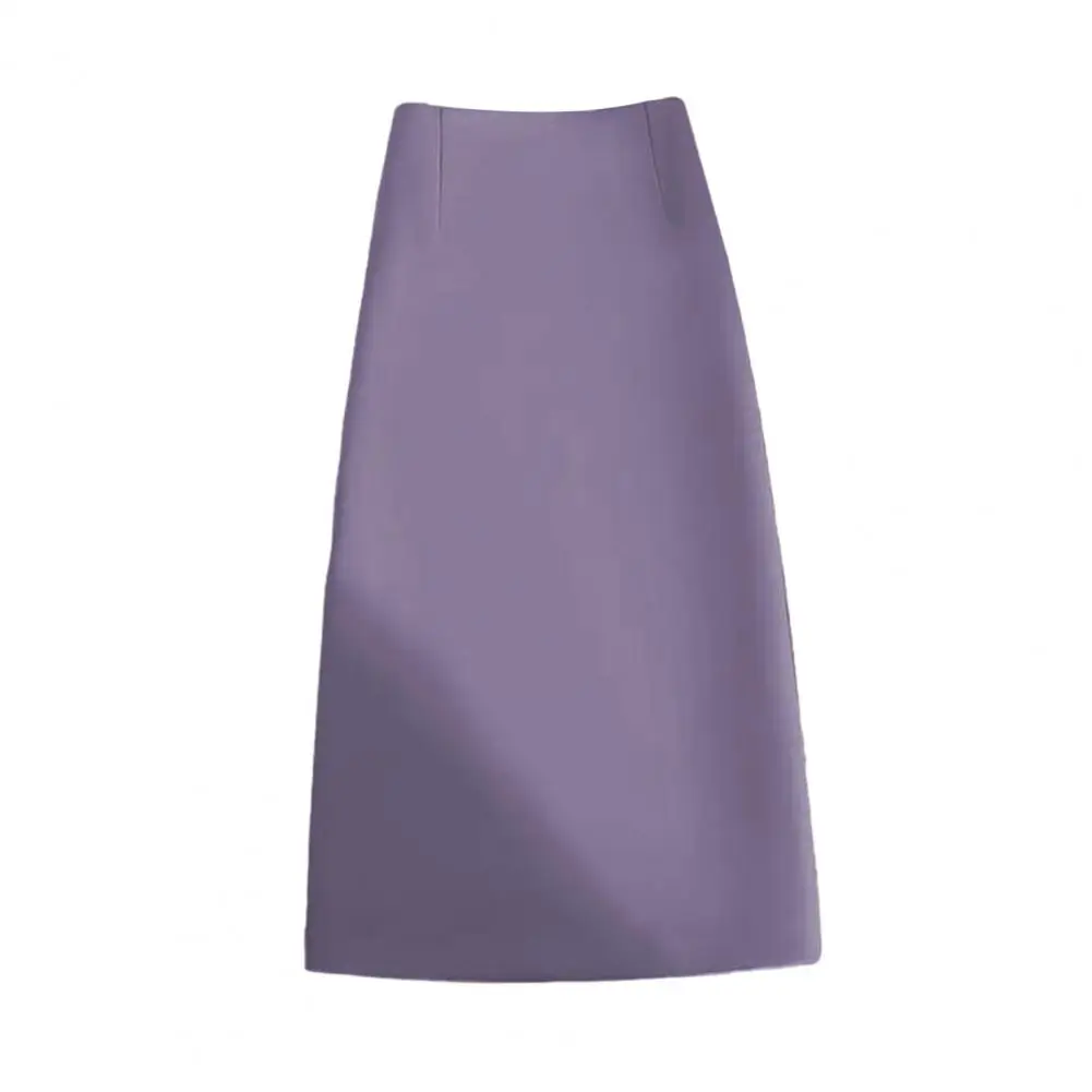 

Soft Breathable Women Skirt Office Lady Skirt Elegant A-line Women's Suit Skirt with High-waisted Design Back Slit for Office