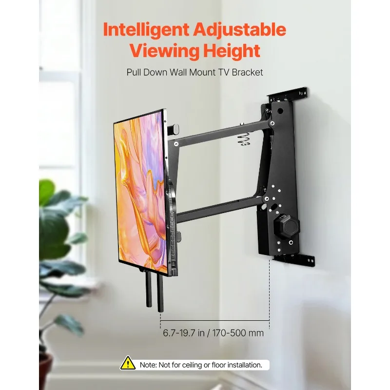 VEVOR Motorized TV Wall Mount for 32 to 55/65/70 Inch Adjustable TV Mount Bracket with Max VESA 24 x 16/24 in Up to 88-132 lbs