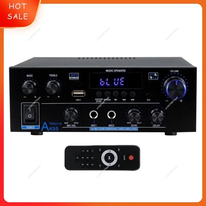 Heim-Leistungsverstärker AK55 900 W, max. 2,0-Kanal-Bluetooth-Audio, Hifi-Verstärker, Karaoke-Musik-Player, EU-Stecker A62X