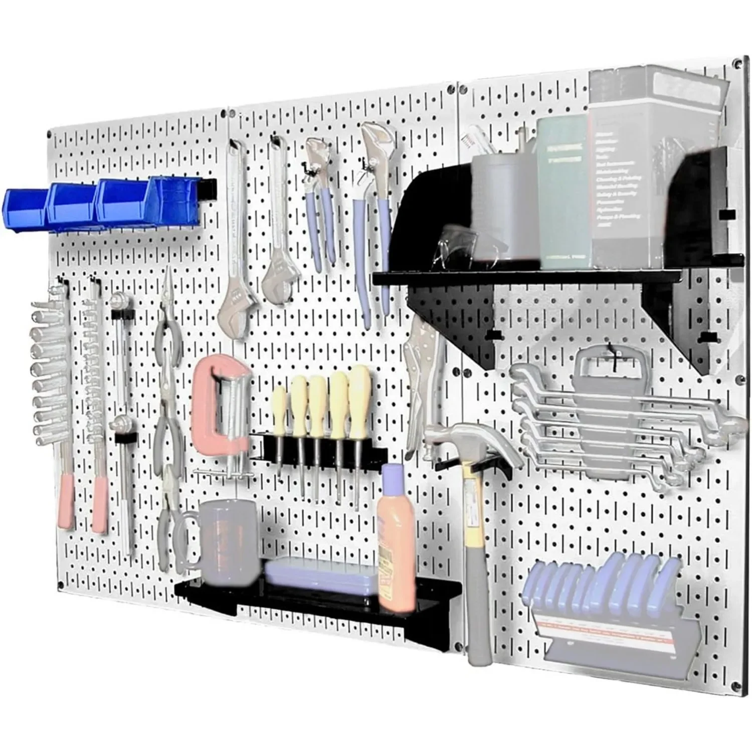 Sterowanie ścienne 30-WRK-400WB Standardowy stół warsztatowy Metalowy organizer narzędzi Pegboard, biały/czarny