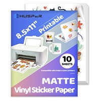 10 Sheets 8.5x11 Inch Matte White Printable Vinyl Sticker Paper Self-Adhesive Inkjet Compatible Tear-Resistant Labeling Paper