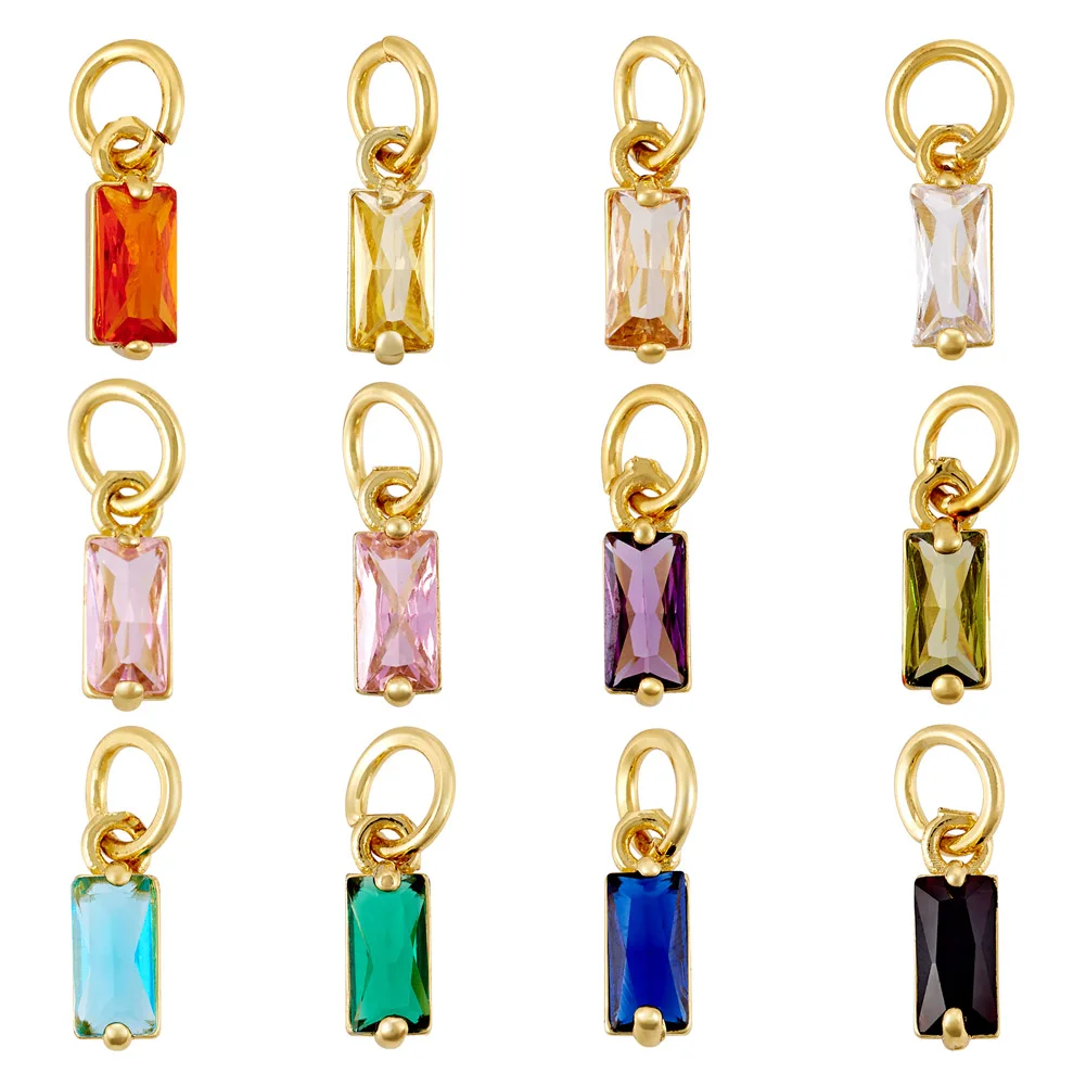 

1 Set Rectangle Brass Micro Pave Cubic Zirconia Charms with Jump Ring for Dangle Earring Bracelet DIY Jewelry Making Crafts