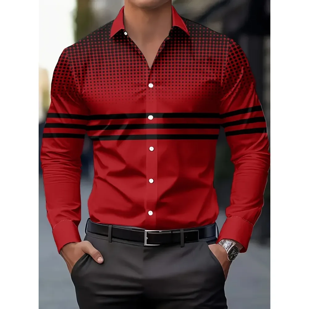 Camisa de vestir para hombre con diseño de rayas moderno Camisa de manga larga de ajuste regular para hombre Traje casual de ajuste regular Estampado floral