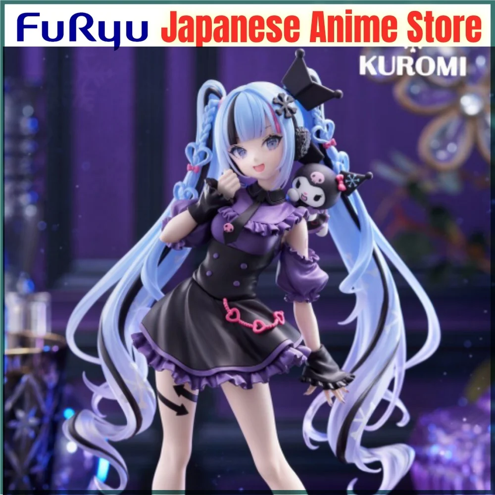 ฟิกเกอร์อนิเมะฮัตสึเนะ มิคุ และคุโรมิ ทริโอ-ไทร-ไอท์ ของแท้จาก Furyu ของสะสม ตกแต่ง