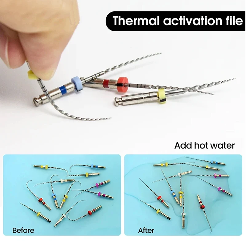 6 sztuk pilnik dentystyczny niklowo-tytanowy aktywowany ciepłem kanał korzeniowy endodontyczne pilniki obrotowe 12/25/31mm materiały stomatologiczne