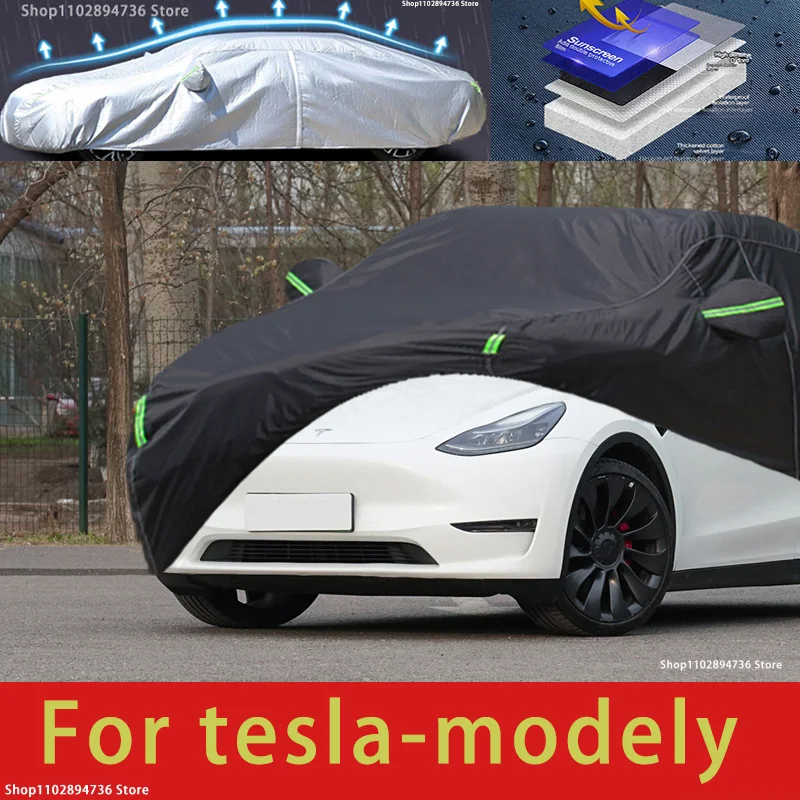 

For Tesla Model Y Fit Outdoor Protection Car Covers Snow Cover Sunshade Waterproof Dustproof Exterior black car cover