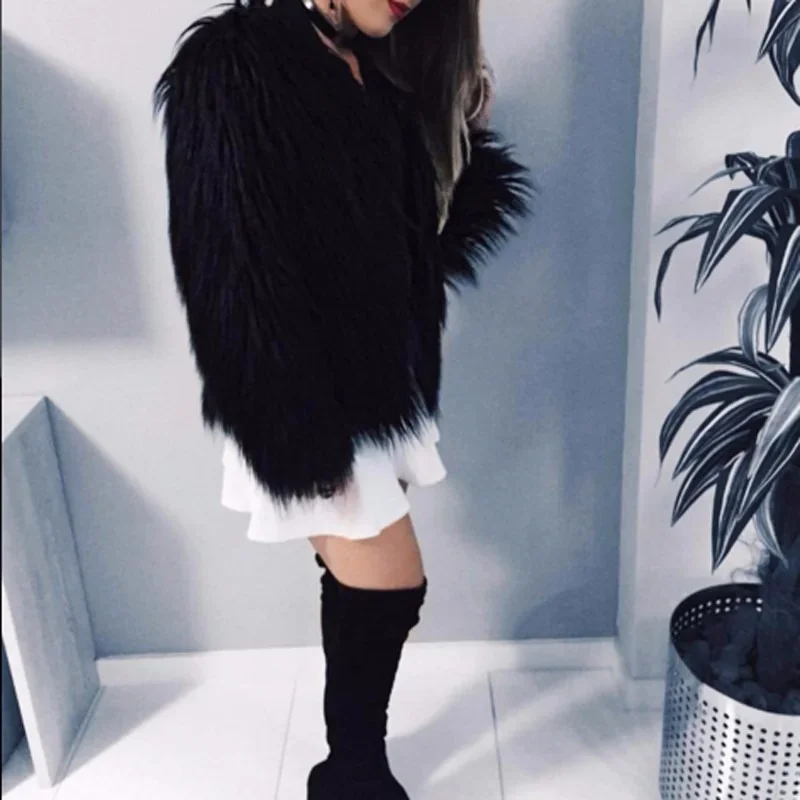 Autumn Winter Thick Warm Faux Fur Coats Women Solid Colors Loose Casual Furry Jackets Office Lady Luxury Elegant Fur Outwears