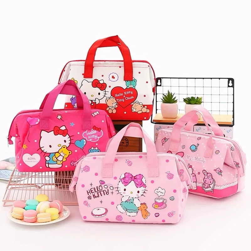 

Сумка для ланча Hello Kitty, милая ручная сумка с двойной звездой, сумка для покупок Kulomi, Холщовая Сумка для ланча, сумка для мам, сумка для еды my melody для девушек