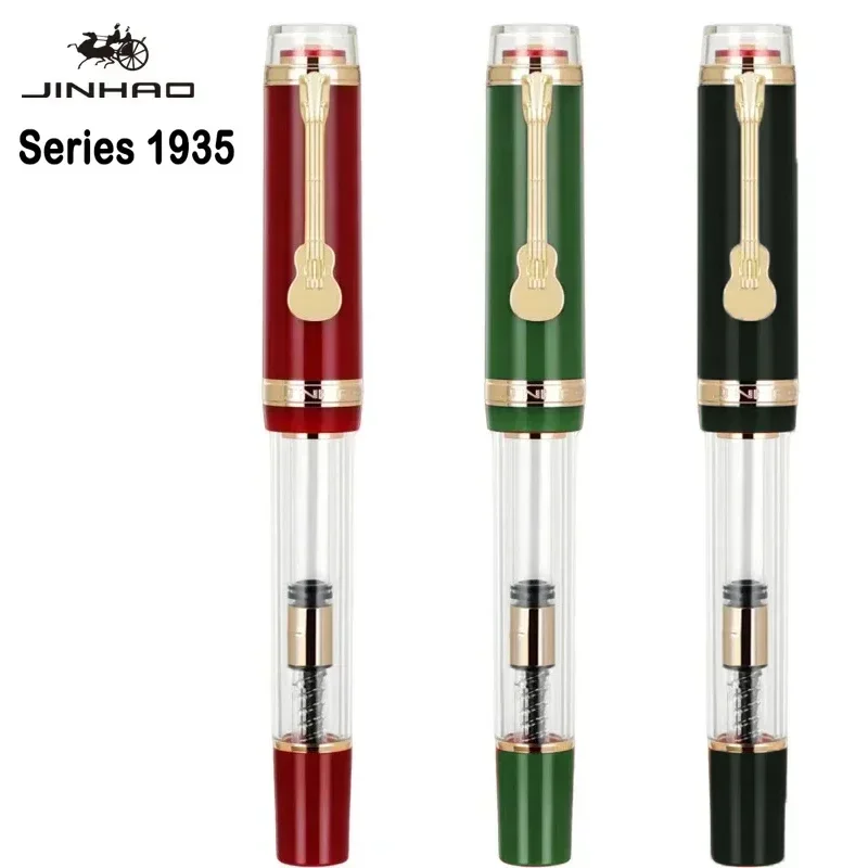 JINHAO 1935 TIANDAO Guitar Clip F/M Nib Fountain Pen Luxury Green/Red Writing Ink Pens Office School Supplies Stationery PK 100