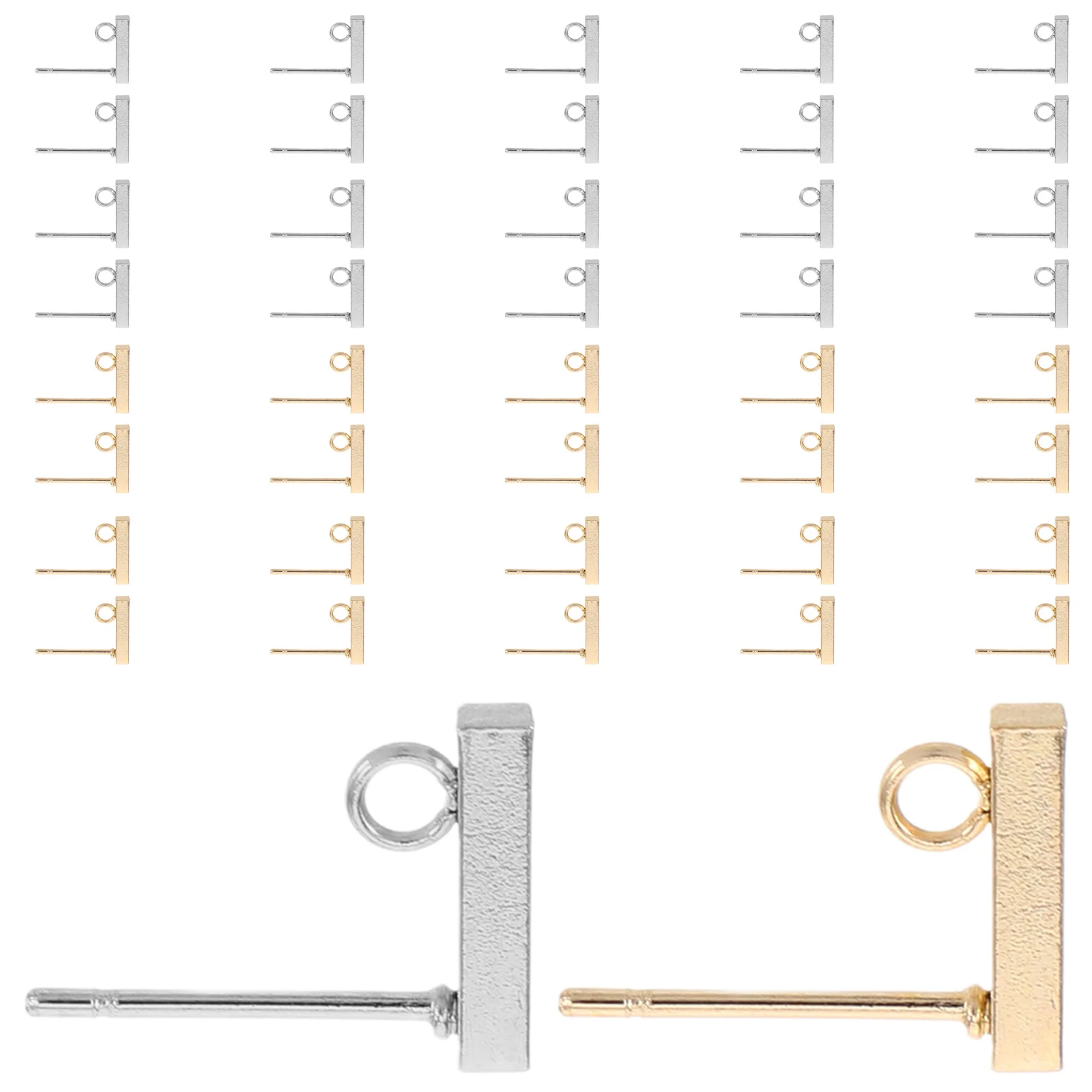 

40pcs Stainless Steel Ear Studs T Bar Earring Posts Minimalist Line Design For Diy Jewelry Making Christmas Party Favor Unisex