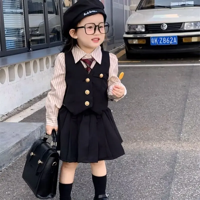 Baby Girls Clothing Set  Clothing Outfit  Newest Sweet Suits Solid Color Casual Vest + Skirt  2PCS3 4 5 6