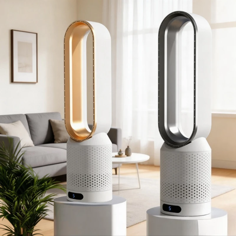 

Quiet Bladeless Fan 8 Speeds 90° Oscillation Brushless Breeze Air Circulator with Smart Timer Child Safe for Home Office Use