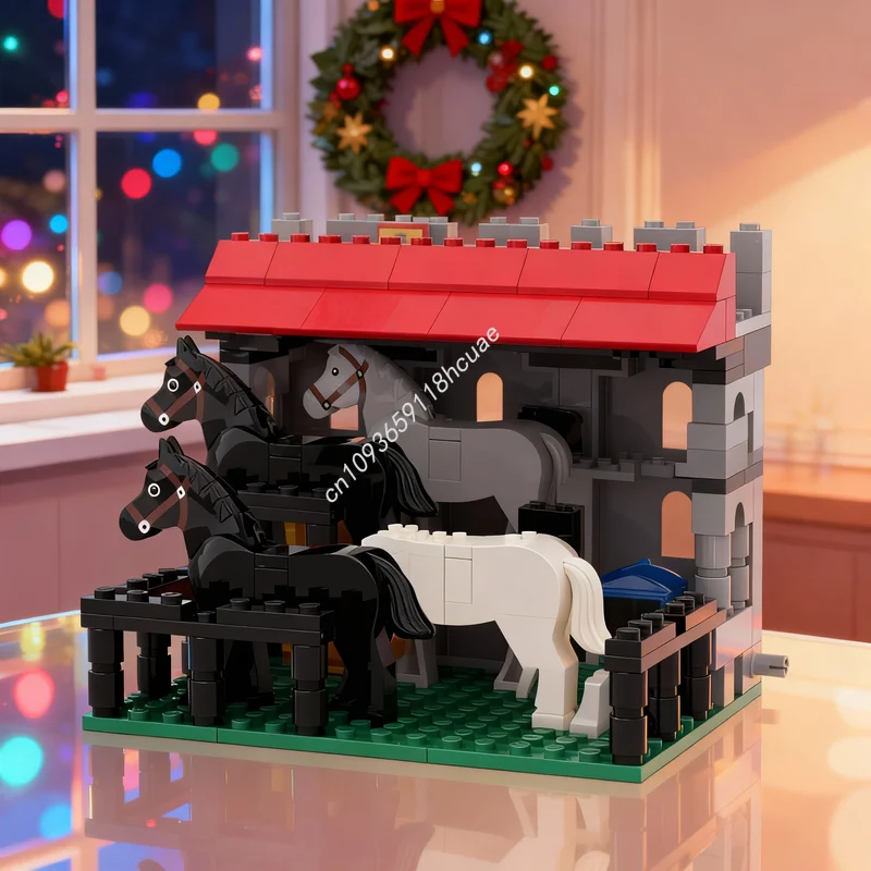 

Набор строительных блоков MOC Classic Castle Expansion Stables Lion Knights, 117 деталей, модель для сборки, развивающая игрушка, подарок на Рождество