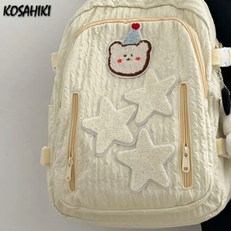 

Women Students Fashion Kawaii Schoolbags Sweet Y2k Aesthetic High-capacity School Bags Trendy Cute Star Bear Backpacks Japanese