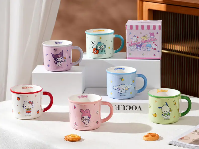 350ml Kawaii Cartoon Anime Sanrio Hello Kitty Ceramic Mug Breakfast Coffee Milk Drink Office Cereal Cup Children Graduated Gift