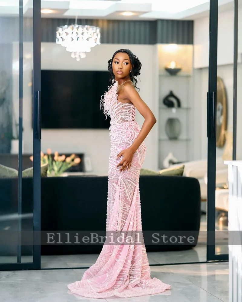 Designer Mermaid Prom Dresses For Black Girls 2026 Strapless Sequin Beading Party Dress African Women Evening Gowns Customized