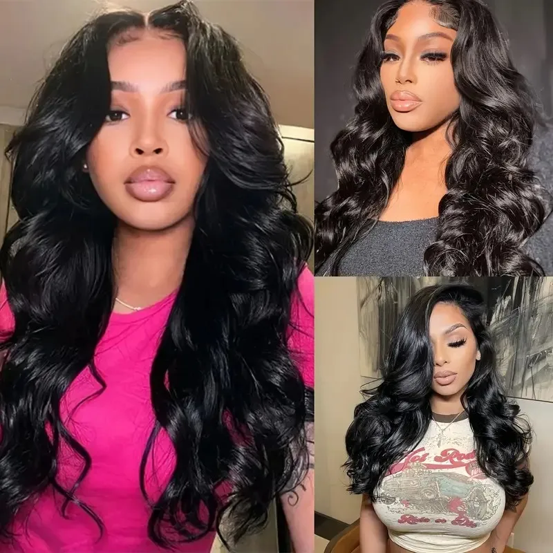 ボディウェーブショートボブウィッグ-180-密度-13x4レースフロント人毛ウィッグ-16インチ-100-ブラジル産レミーヘア-生え際処理済み-ベビーヘア付き