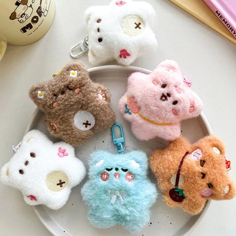 1Pc Cartoon Bear Squeaky Keychain Kawaii Doll Doll Cute Girl Heart DIY Plush Pendant Creative Backpack Decoration Accessories