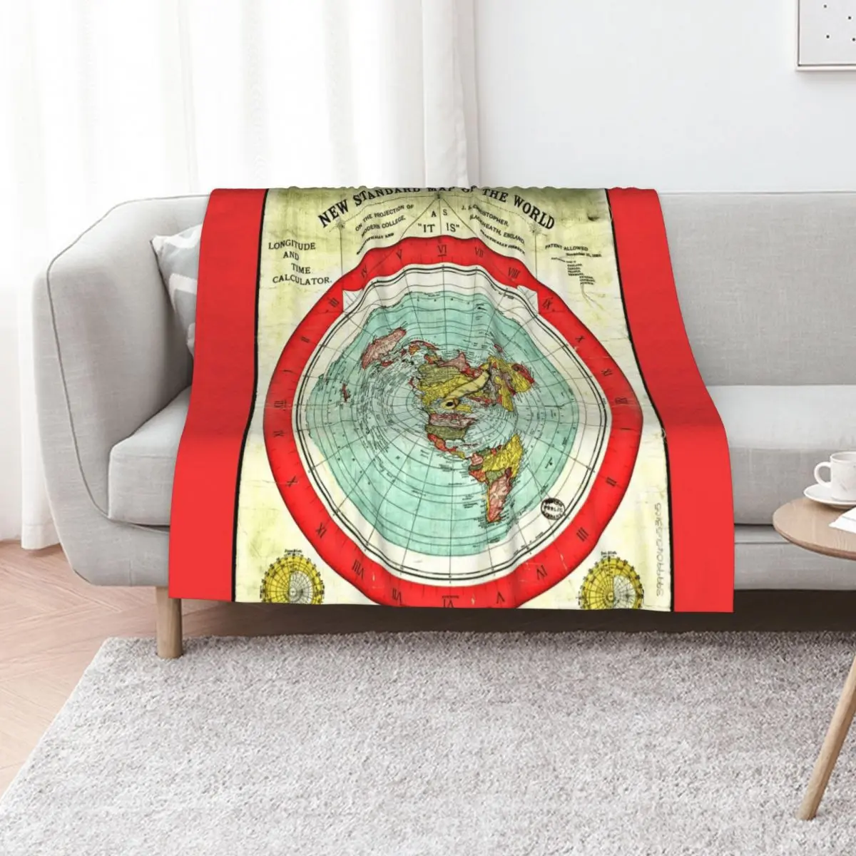 

Gleason 1892 Flat Earth Map | Research Flat Earth Throw Blanket heavy to sleep Furry Shaggy Multi-Purpose Blankets