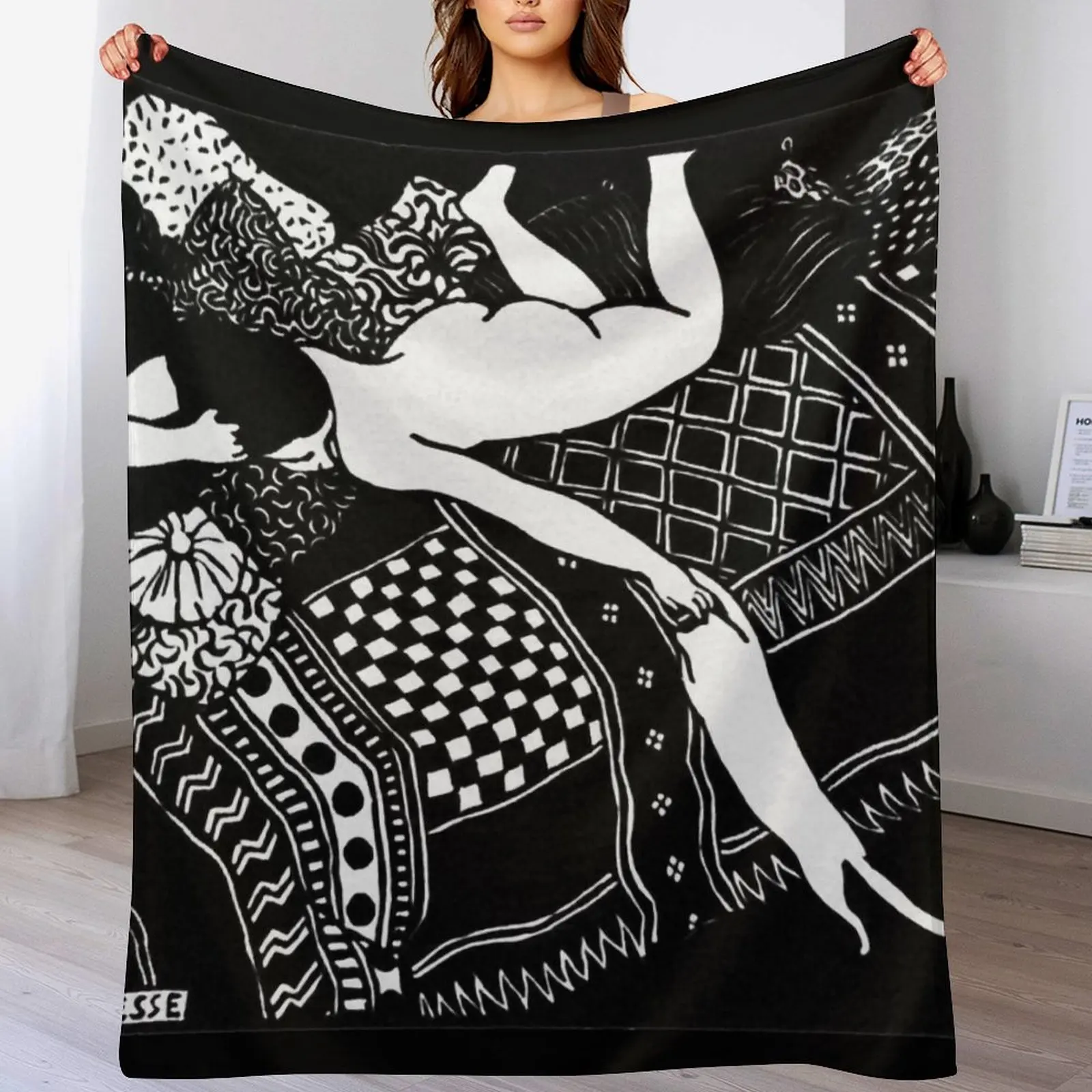 

Felix Vallotton - La Paresse Classic ,Woman And Cat Throw Blanket Breathable Lightweight Blanket for Adults Kids