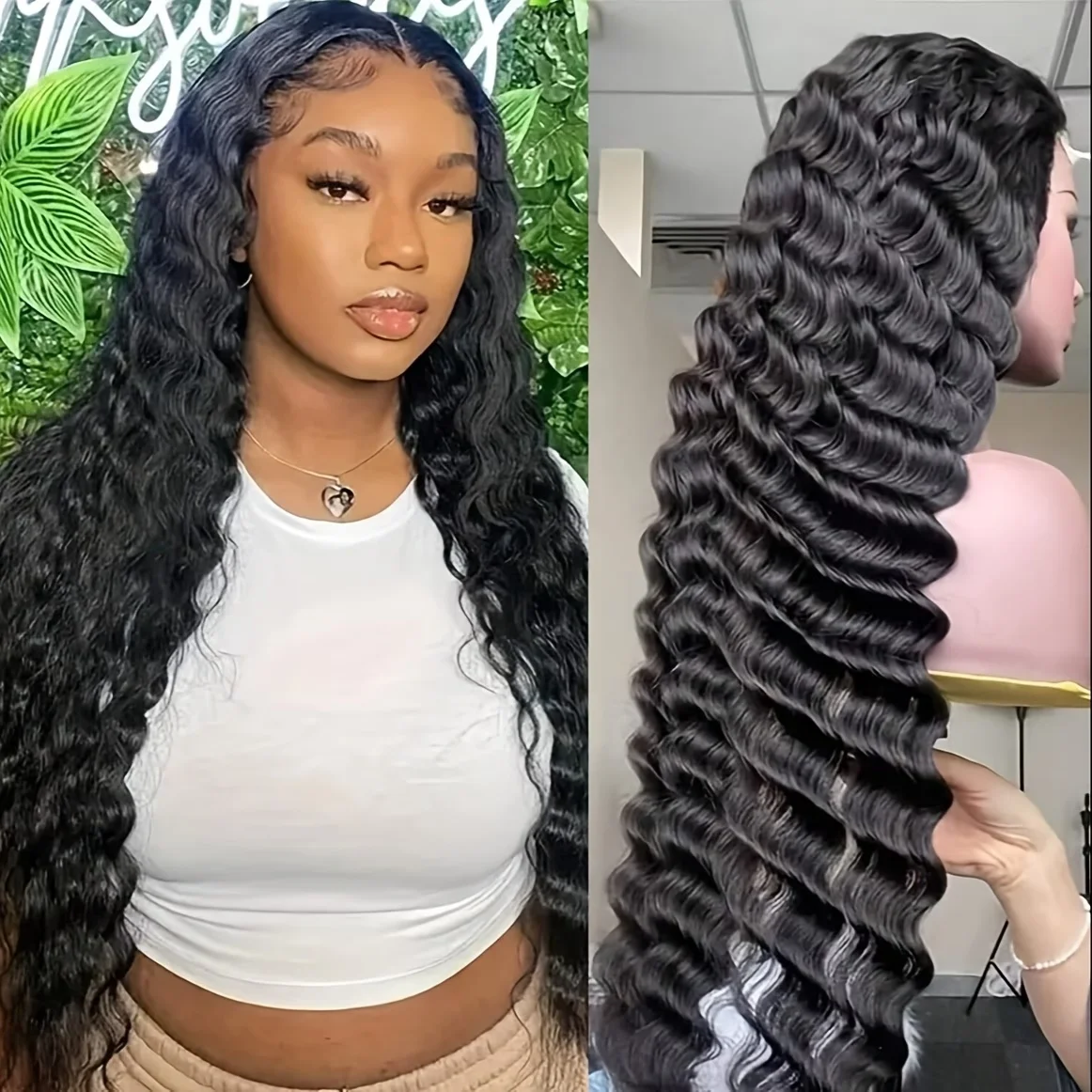 

Парик из натуральных бразильских волос с глубокой волной, 250% плотности, 13x6 HD кружевной фронтальный парик, кудрявый, с эффектом водной волны, для женщин, предварительно прорезанный, 30-40 дюймов