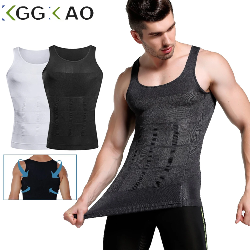 1 Stück Schlankheits-Kompressions-Tanktop für Männer, Bauchkontrolle Taillentrainer-Weste, Athletisches Workout-Shapewear-Unterhemd
