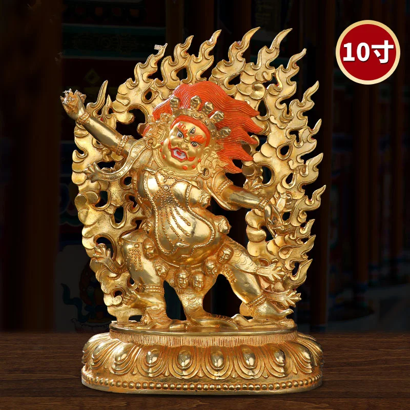 Asia Buddhism home temple altar Worship Wrath Rinpoche Drakpo Buddha brass gilding statue bless Safety good luck