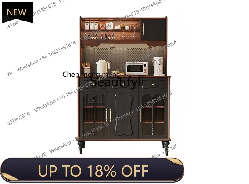 

P178 French Solid Wood Retro Style Sideboard Cabinet Home American Kitchen Multi-Functional Storage Cabinet Integrated Wall