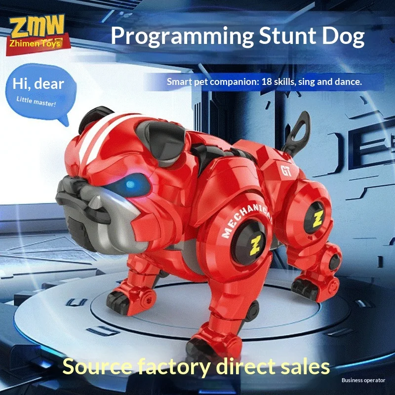 ZMW Remote And Gesture Control Mechanical Bulldog Intelligent Interactive Stunt Robot Toy With Flexible Limbs For