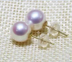 Gorgeous AAAA++++ REAL NATURE 6-7mm 7-8mm 8-9mm South China Sea White Round Pearl Earrings 14k Gold (gift box)