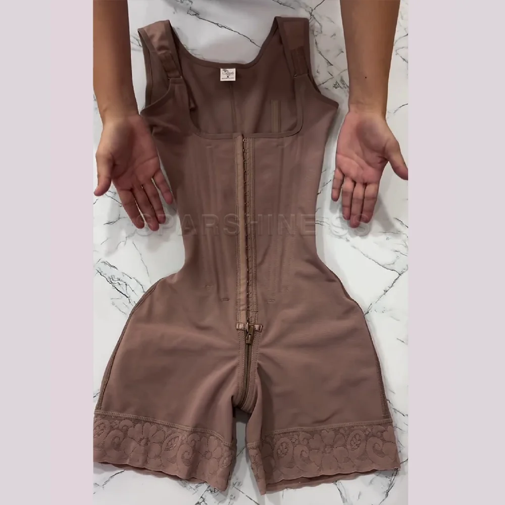 Fajas High Compression Open Chest Hook & Eye Tummy Control Zipper Crotch Shaping Bodysuit Women Corrective Girdle Body Shaper