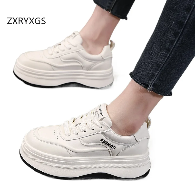 ZXRYXGS-Chaussures Blanches en Cuir group pour Femme, Baskets de Voyage Polyvalentes, à Semelles Optiques Populaires, Carillon de Loisirs, Nouvelle Collection 2025