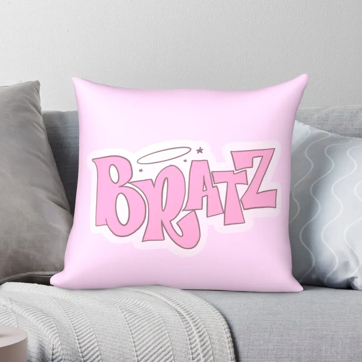 Bratz Pink Square Pillowcase Polyester Linen Velvet Pattern Zip Decor Pillow Case Room Cushion Cover