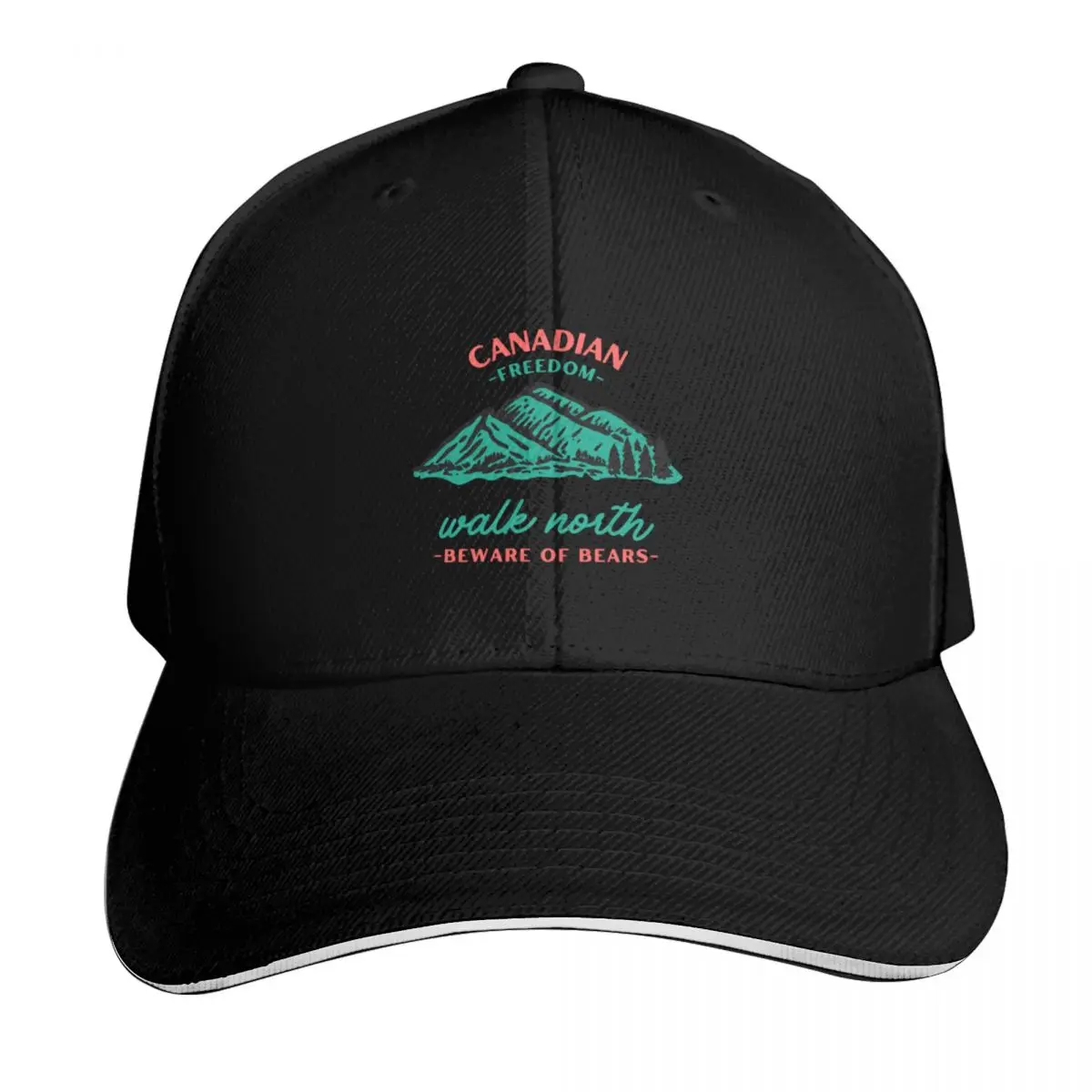 Canadian Freedom True North Baseball Cap Cotton Twill Breathable Contrast Two Tone Brim Snapback Flat Bill