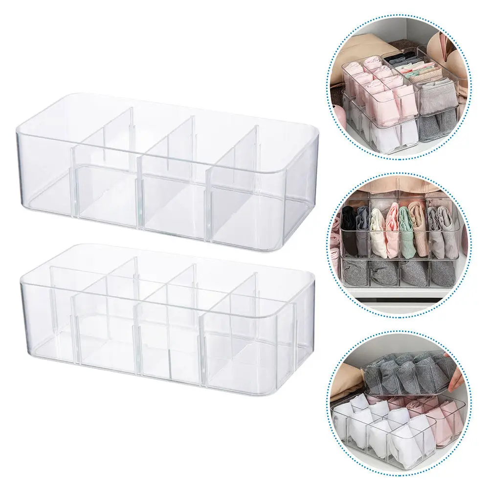 2Pcs Classified Storage Tray for Underwear Socks Bras Small Items Space Saving Lightweight Smooth Surface Organizer Box Home