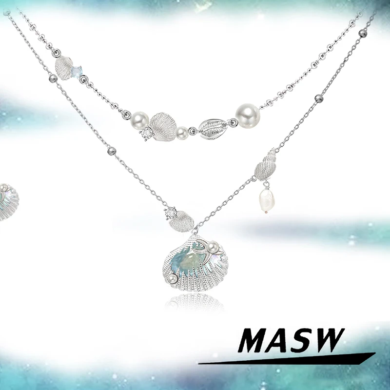 

MASW Original Design Personality Delicate Shell Shape Necklace For Women 2025 Trend New Modern Jewelry Hot Sale Accessories