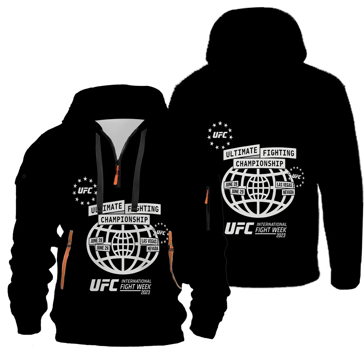 سويت شيرت UFC عالي الجودة بسحاب عالي التحمل للرجال مع بطانة من الصوف وسترة بغطاء للرأس، متعدد الاستخدامات في الخريف والشتاء