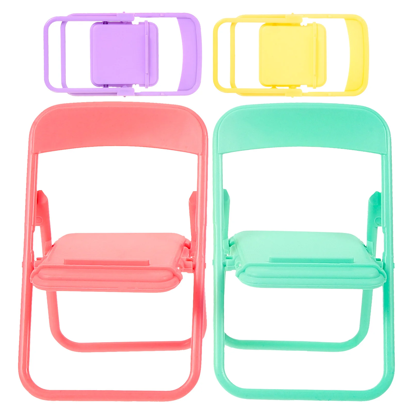 4 Pcs Folding Chair Baby Accessories Toddler Toys Miniature Furniture House Dollhouse Miniatures Plastic Child Photo Props