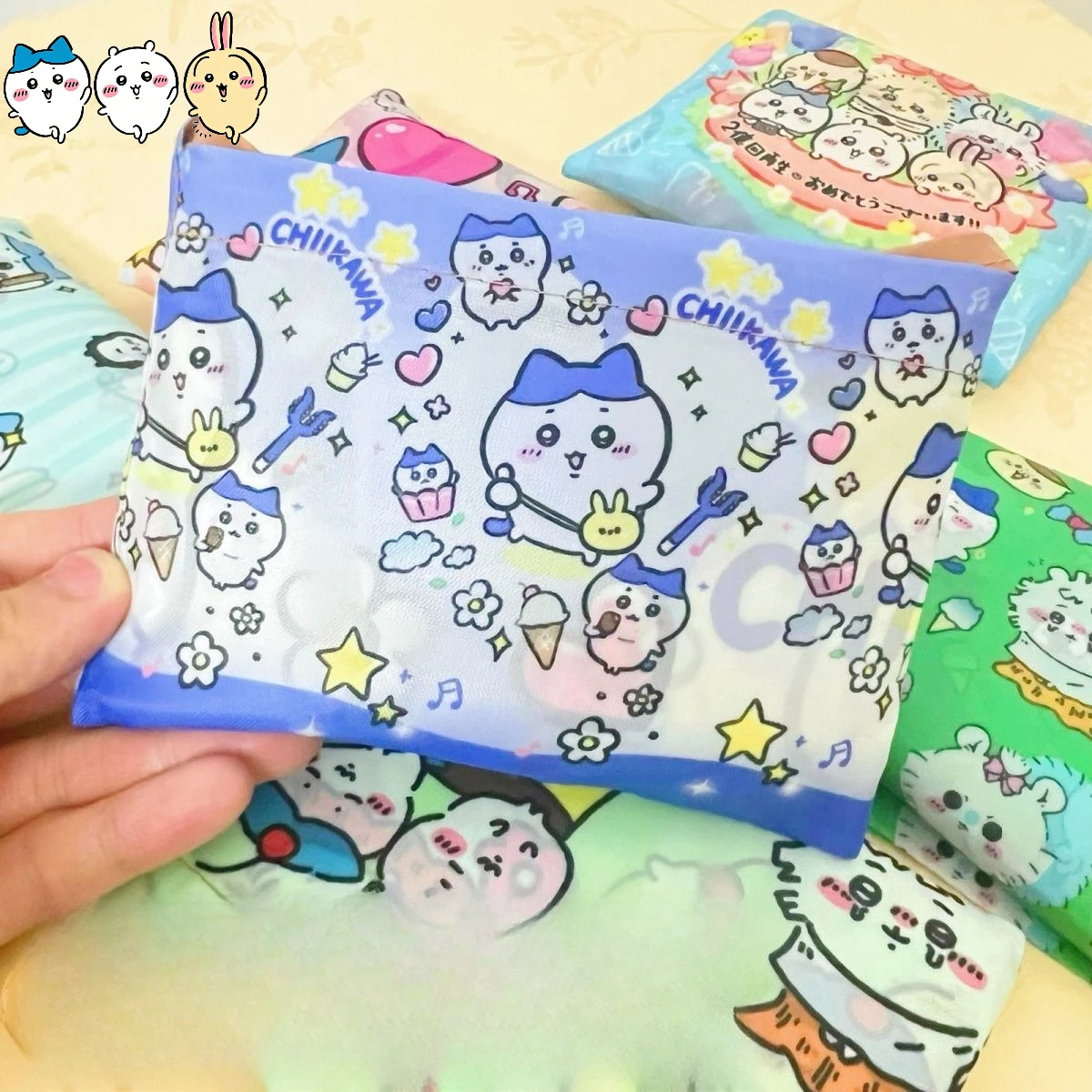 Bolsa de Compras Plegable Chiikawa, Bolsa de Compras Portátil para Verduras, Linda Bolsa de Compras de Gran Capacidad Usagi, Bolsa Ecológica para Supermercado