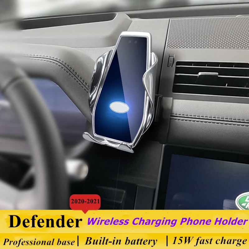 

Dedicated for Land Rover Defender 2020-2021 Car Phone Holder 15W Qi Wireless Car Charger for iPhone Xiaomi Samsung Huawei