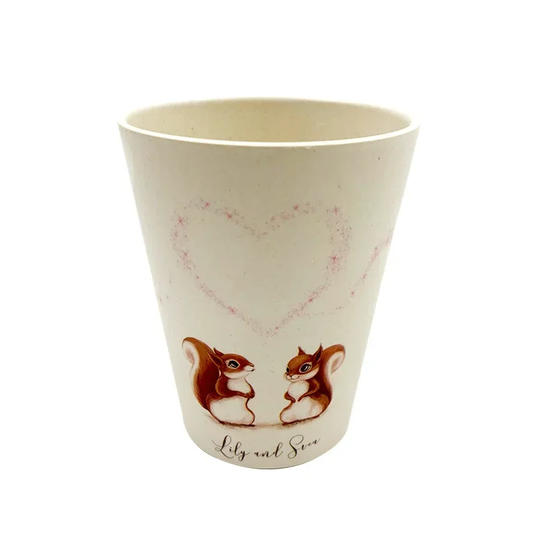 Modern simple bamboo fiber multi-style coffee cup with threaded cover large diameter