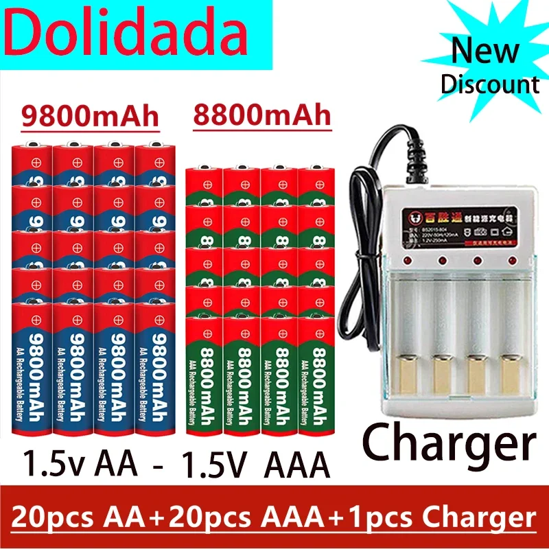 1,5 V Akku, AAA 8800mah + AA 9800mah, Alkaline Technologie, Geeignet Für Fernbedienung, Spielzeug/computer, Etc