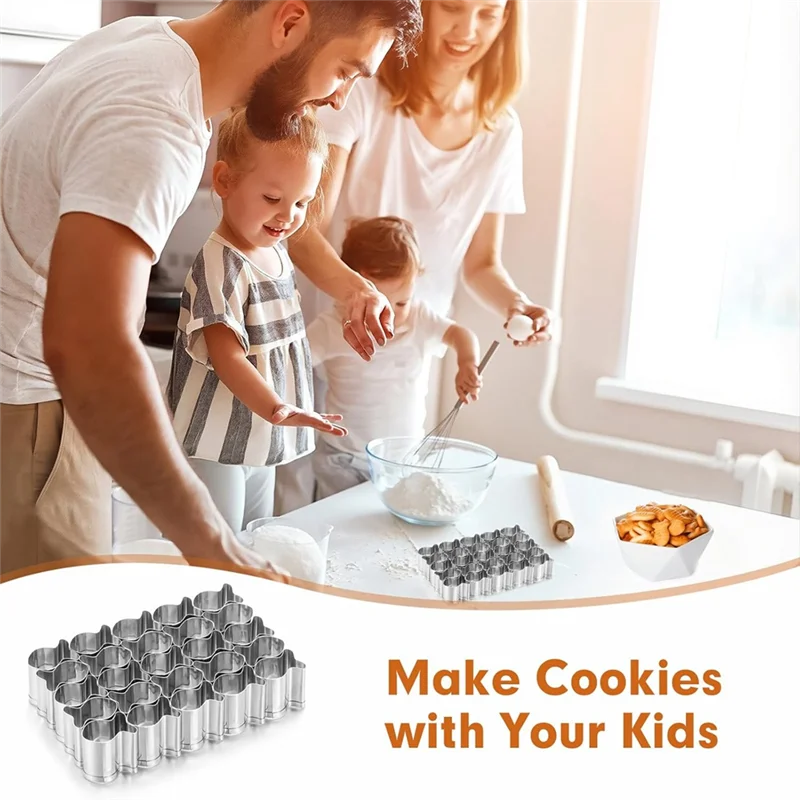 ABMI-Cortador de galletas de pescado dorado, 25 mini cavidades de pescado dorado, herramienta para hornear DIY de acero inoxidable,
